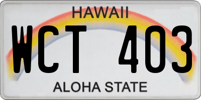 HI license plate WCT403