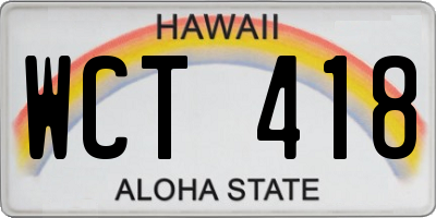 HI license plate WCT418