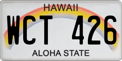 HI license plate WCT426