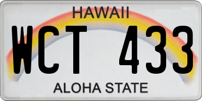 HI license plate WCT433
