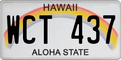 HI license plate WCT437