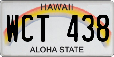 HI license plate WCT438