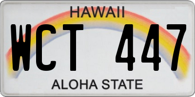 HI license plate WCT447