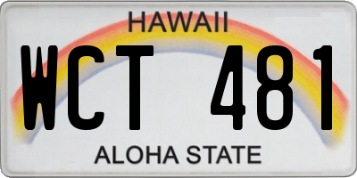 HI license plate WCT481