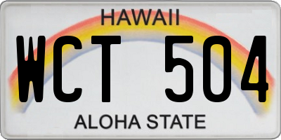 HI license plate WCT504