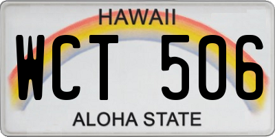 HI license plate WCT506