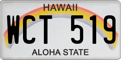 HI license plate WCT519