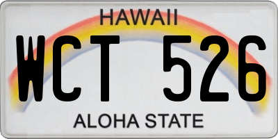 HI license plate WCT526