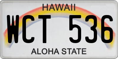 HI license plate WCT536