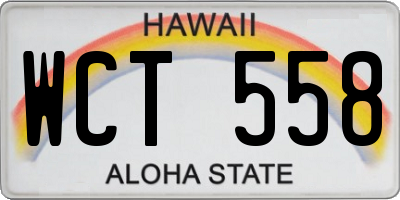 HI license plate WCT558