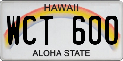 HI license plate WCT600