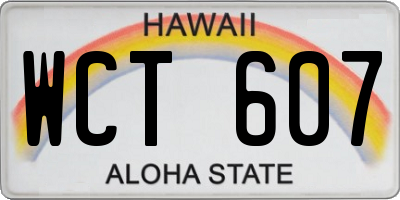 HI license plate WCT607