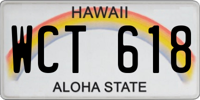 HI license plate WCT618