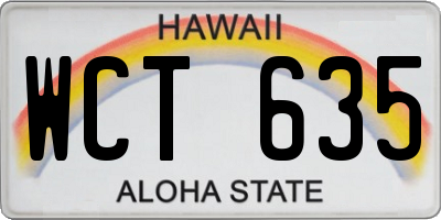 HI license plate WCT635