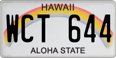 HI license plate WCT644
