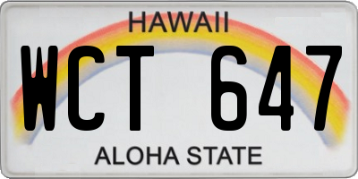 HI license plate WCT647