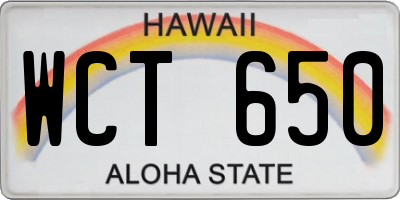 HI license plate WCT650