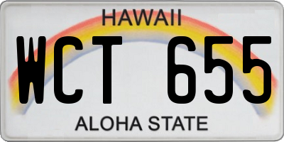 HI license plate WCT655