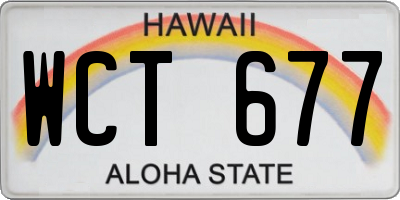 HI license plate WCT677