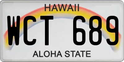 HI license plate WCT689