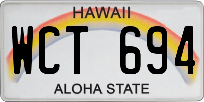HI license plate WCT694