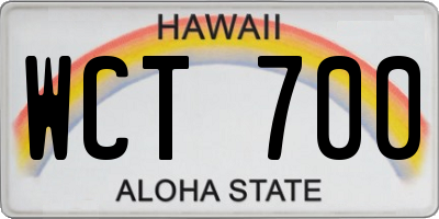 HI license plate WCT700