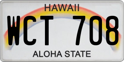 HI license plate WCT708