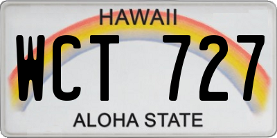 HI license plate WCT727