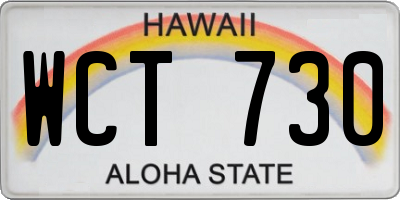 HI license plate WCT730