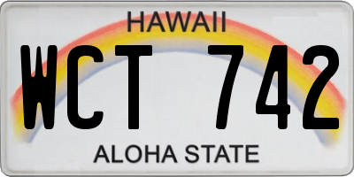 HI license plate WCT742
