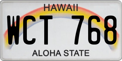 HI license plate WCT768