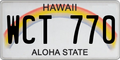 HI license plate WCT770