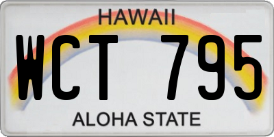 HI license plate WCT795