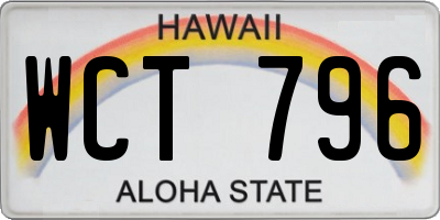 HI license plate WCT796