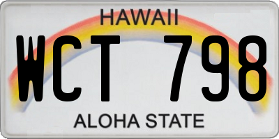 HI license plate WCT798