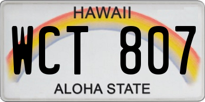 HI license plate WCT807