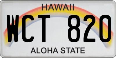 HI license plate WCT820