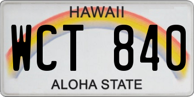 HI license plate WCT840
