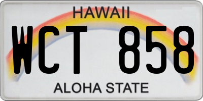 HI license plate WCT858