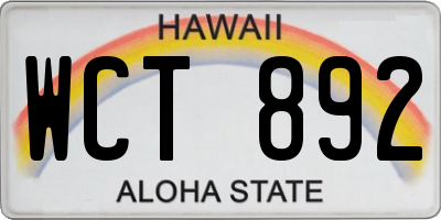 HI license plate WCT892