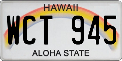 HI license plate WCT945