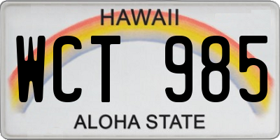 HI license plate WCT985