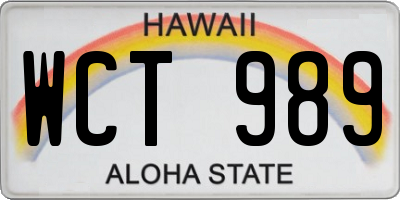 HI license plate WCT989