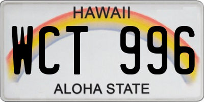 HI license plate WCT996