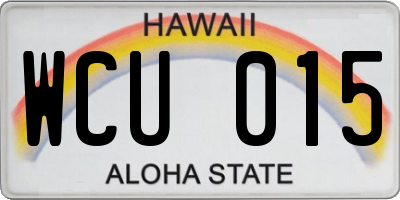 HI license plate WCU015