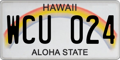 HI license plate WCU024