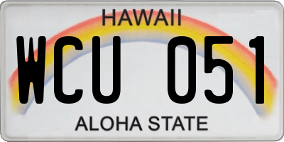 HI license plate WCU051