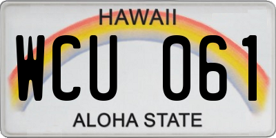HI license plate WCU061