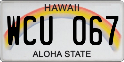 HI license plate WCU067