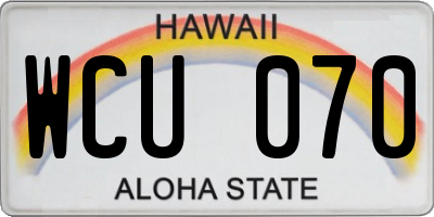HI license plate WCU070